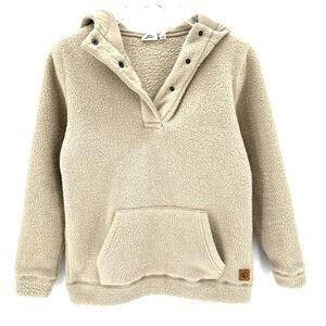 Tentree Sherpa Fleece‎ Hoodie Size XS Snap Henley Pullover Sweatshirt Beige